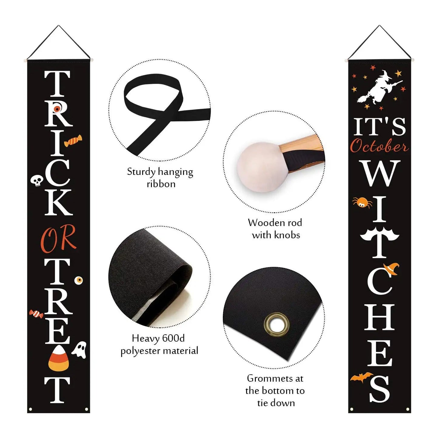 Halloween Porch Decoration October Witch Front Porch Banner Decorations
