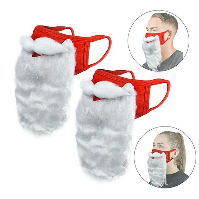 2-Piece: Adult Funny Cosplay Santa Claus Mask Face