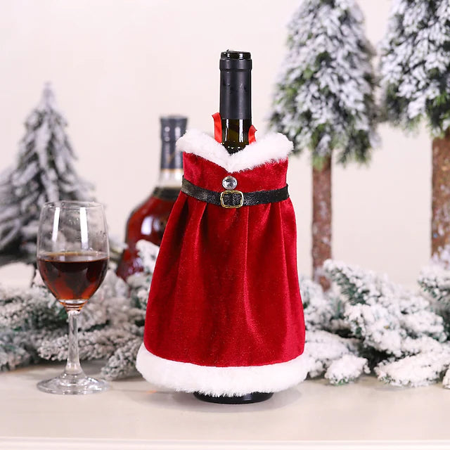 2-Pieces: Christmas Wine Bottle Cover Merry Christmas Decor