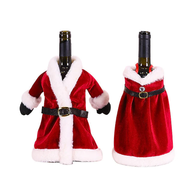 2-Pieces: Christmas Wine Bottle Cover Merry Christmas Decor