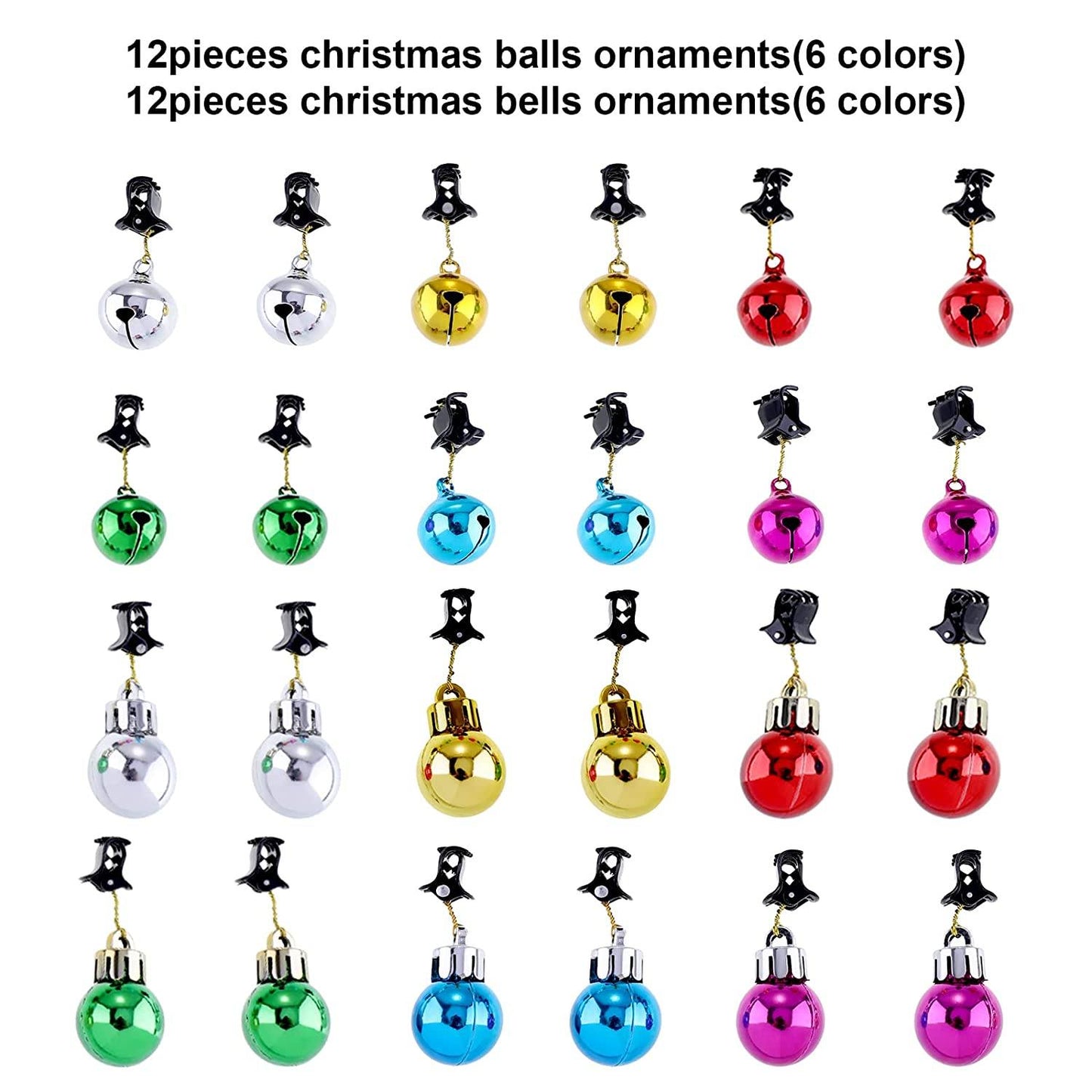 24-Piece: Christmas Beard Baubles Ornaments Santa Claus Beard Bells