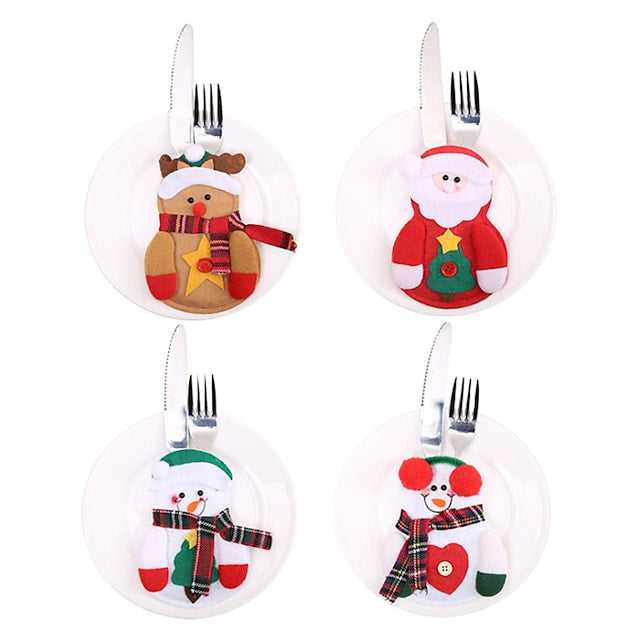 4-Piece: Holiday Tableware Sets Christmas Knife And Fork Bags