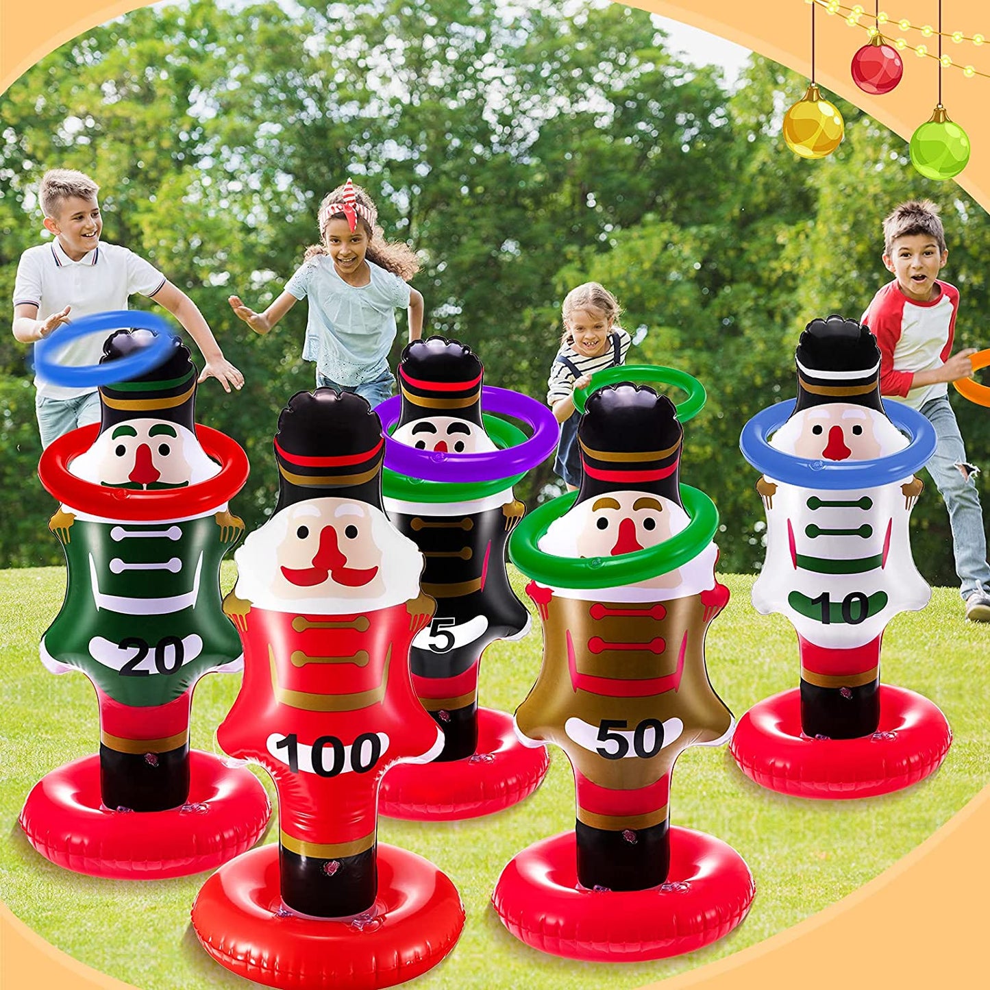 5-Pack: Christmas Nutcrackers Ring Toss Christmas Party Games Toys