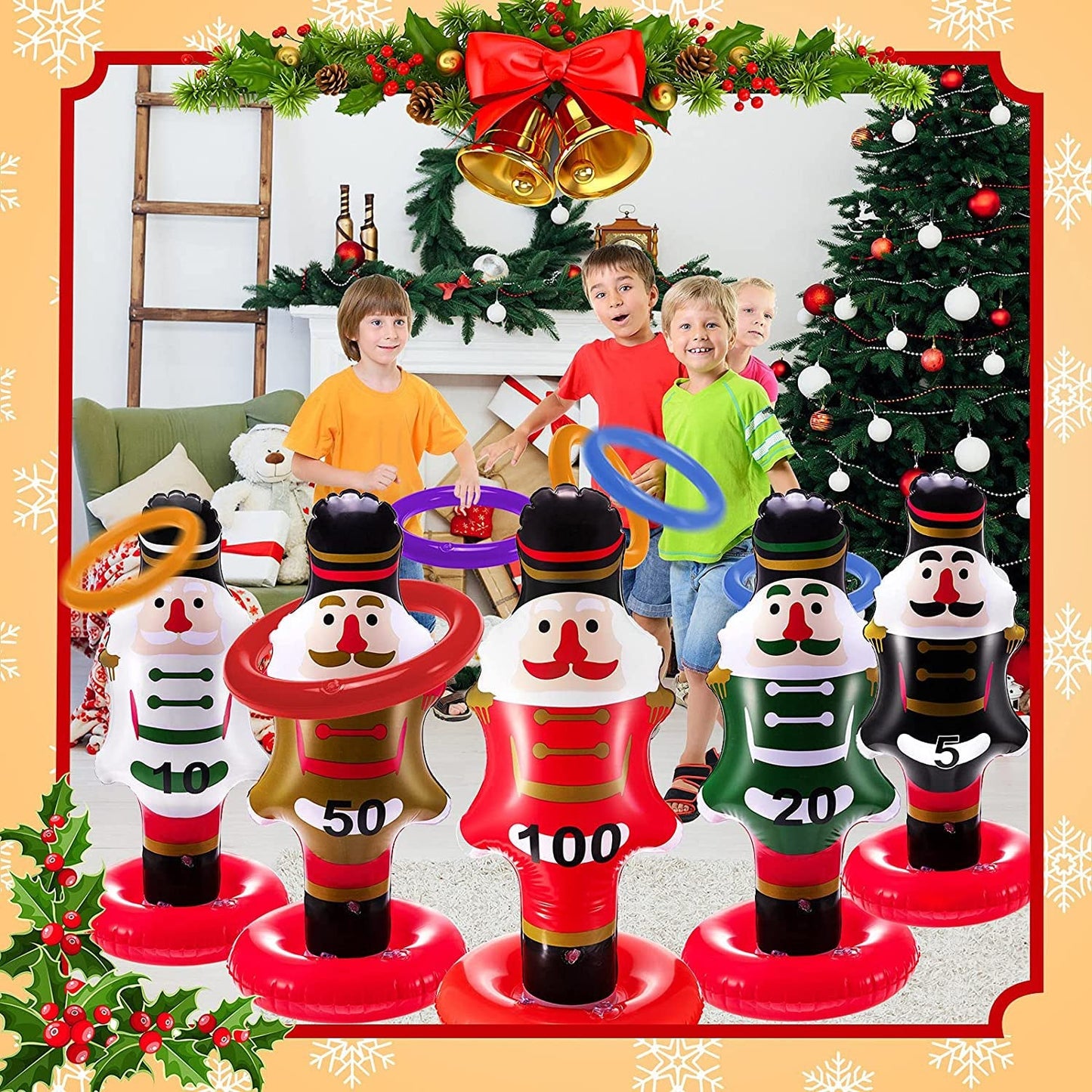 5-Pack: Christmas Nutcrackers Ring Toss Christmas Party Games Toys