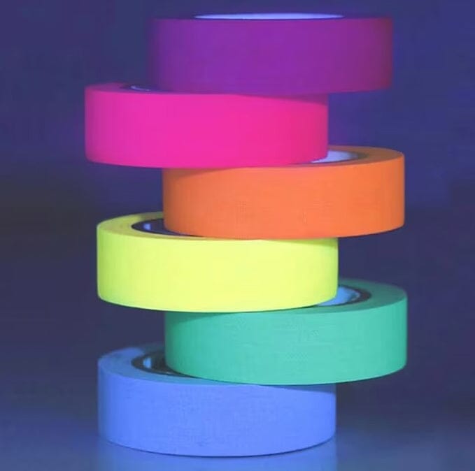 6-Pack: UV Gaffer Fluorescent Party Tape Blacklight Reactive Glow In The Dark Tape