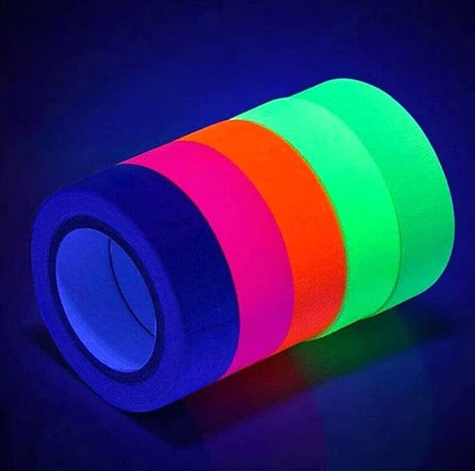 6-Pack: UV Gaffer Fluorescent Party Tape Blacklight Reactive Glow In The Dark Tape