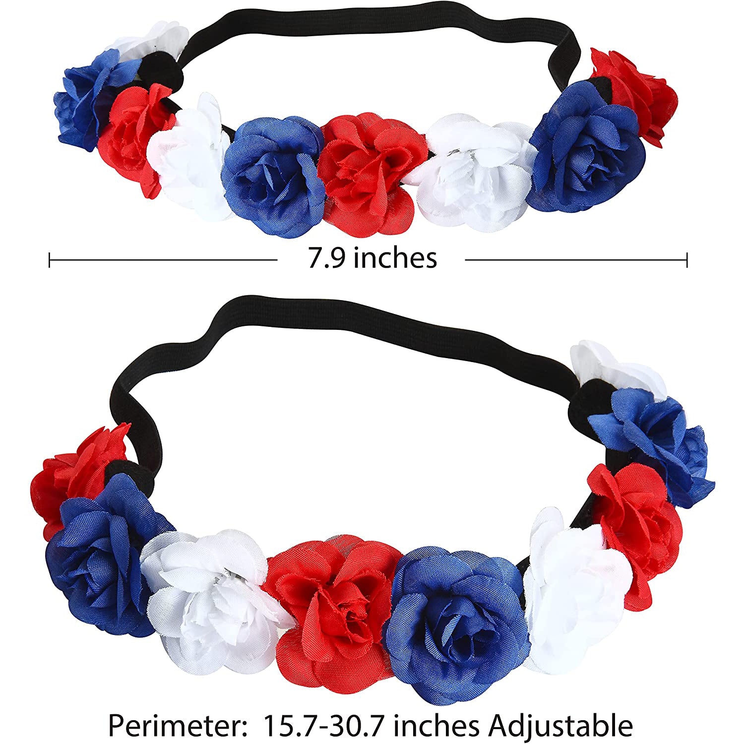 6-Piece: Patriotic Flower Headbands
