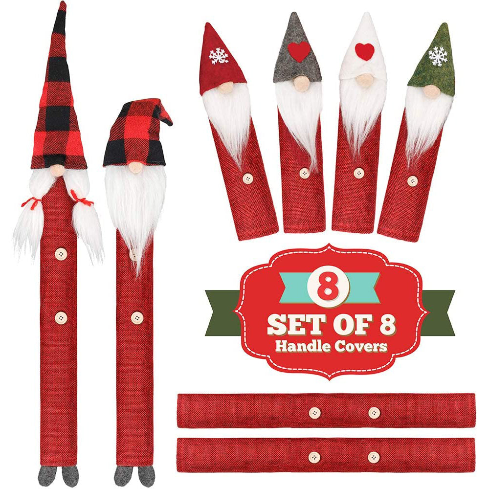 8-Piece: Gnome Christmas Refrigerator Handle Covers Set