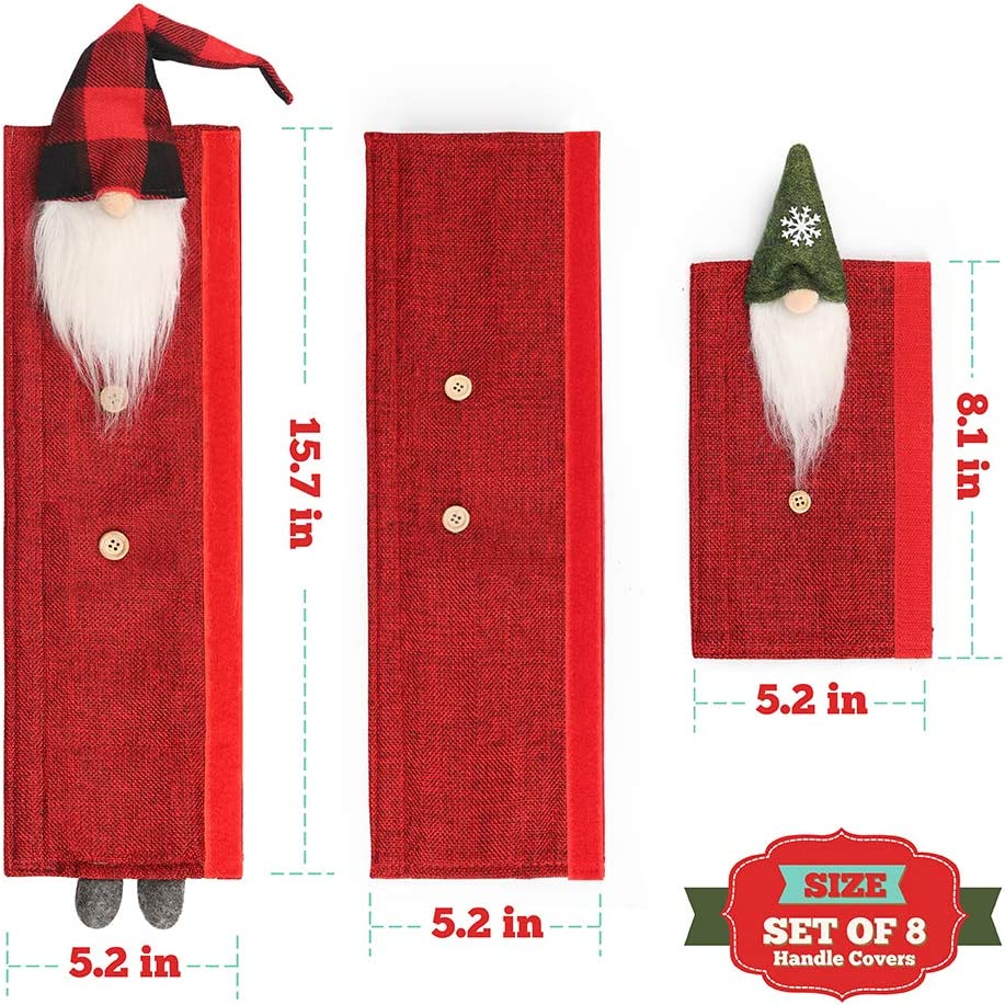 8-Piece: Gnome Christmas Refrigerator Handle Covers Set