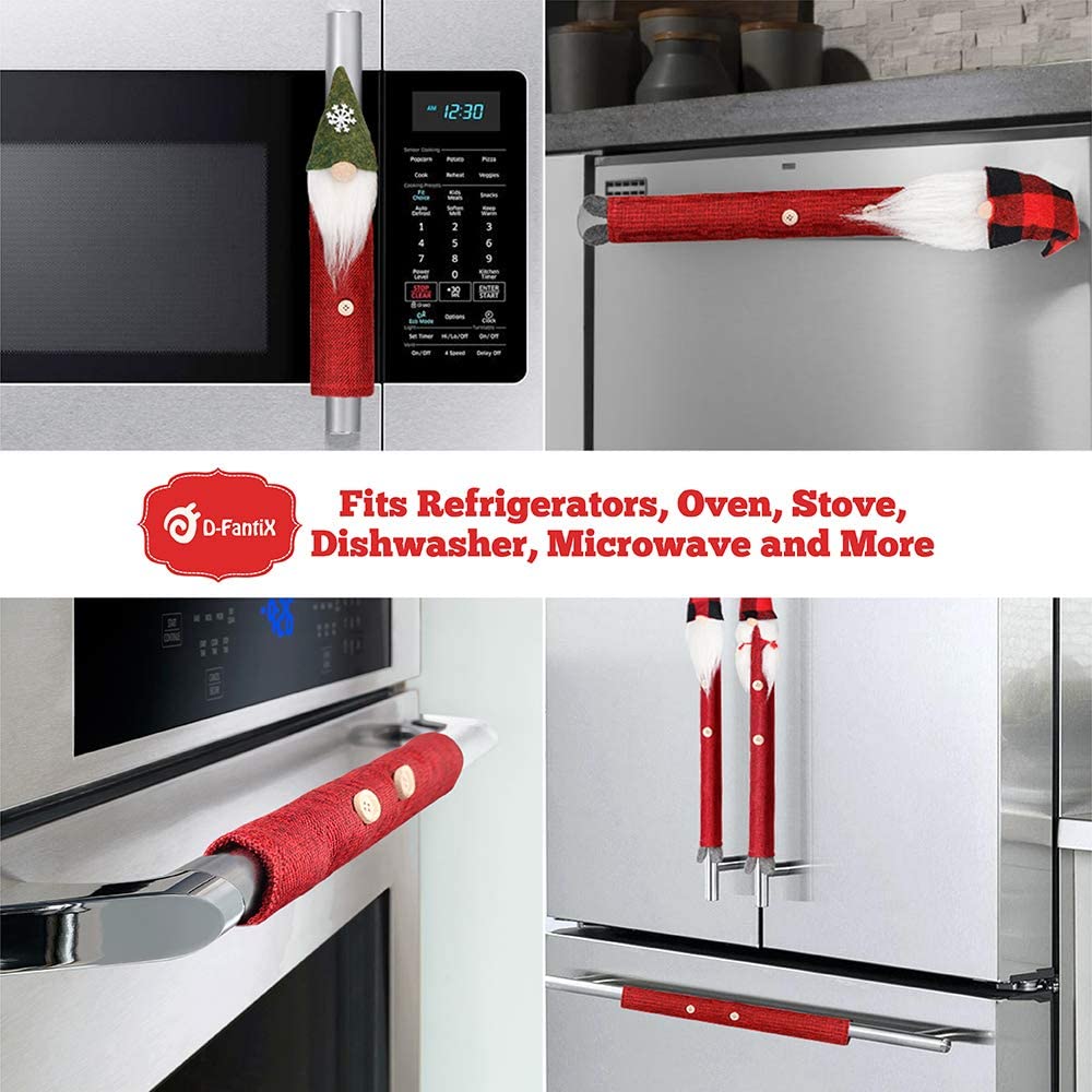 8-Piece: Gnome Christmas Refrigerator Handle Covers Set