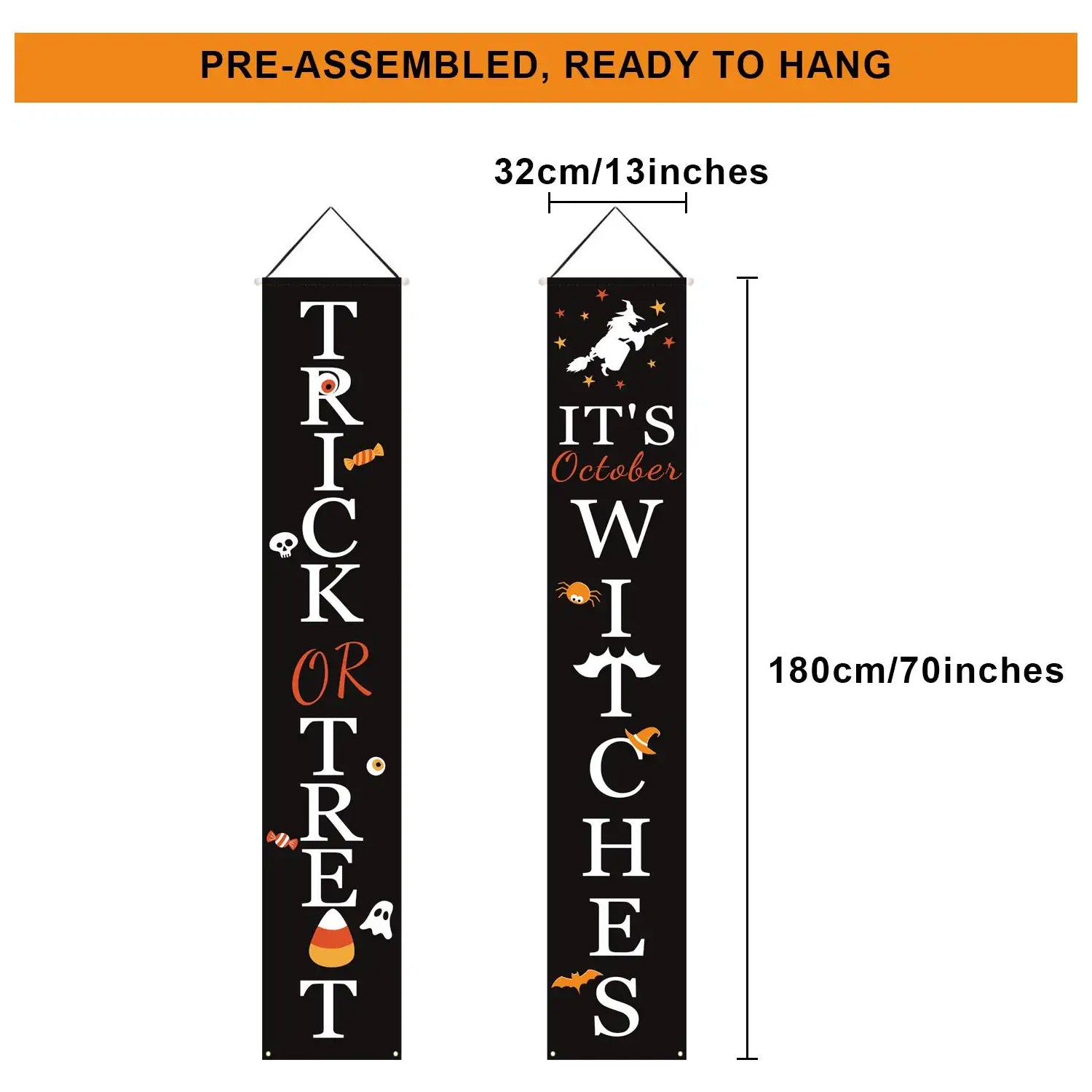 Halloween Porch Decoration October Witch Front Porch Banner Decorations