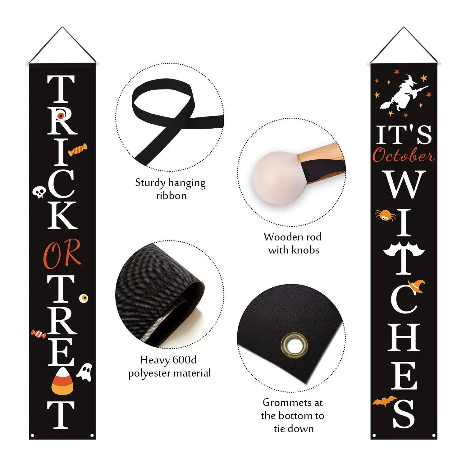 Halloween Porch Decoration October Witch Front Porch Banner Decorations