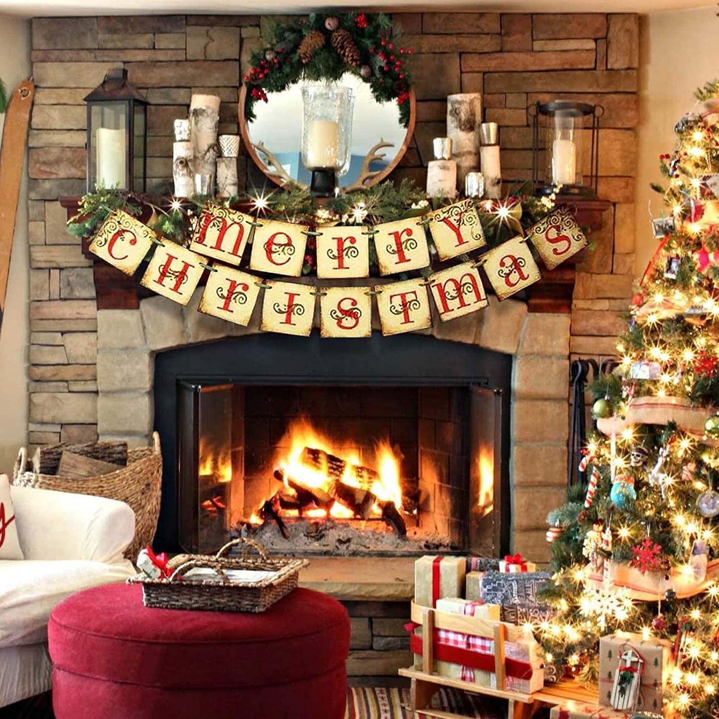 Merry Christmas Banner Home Decor
