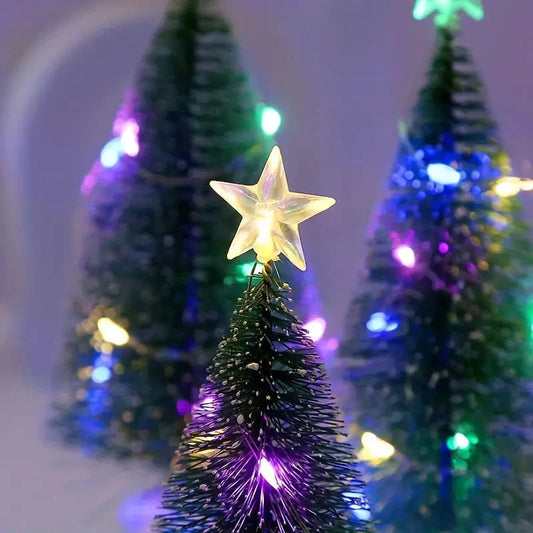 Mini Lighted Colorful Christmas Tree with LED Night Light Acrylic Artificial