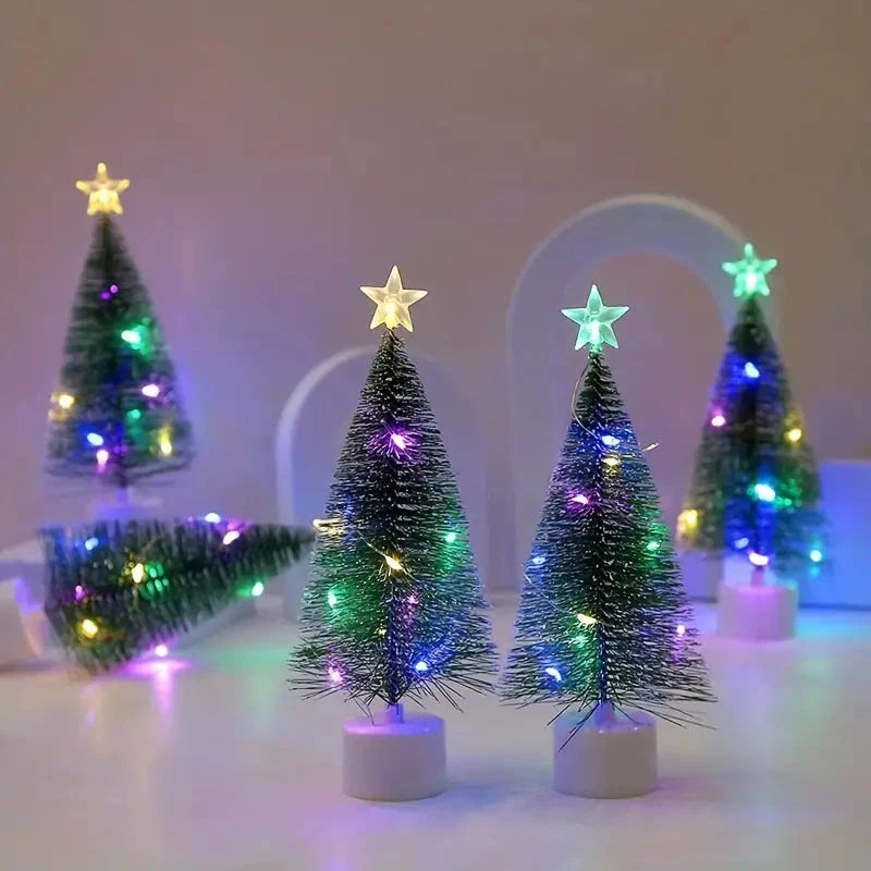 Mini Lighted Colorful Christmas Tree with LED Night Light Acrylic Artificial