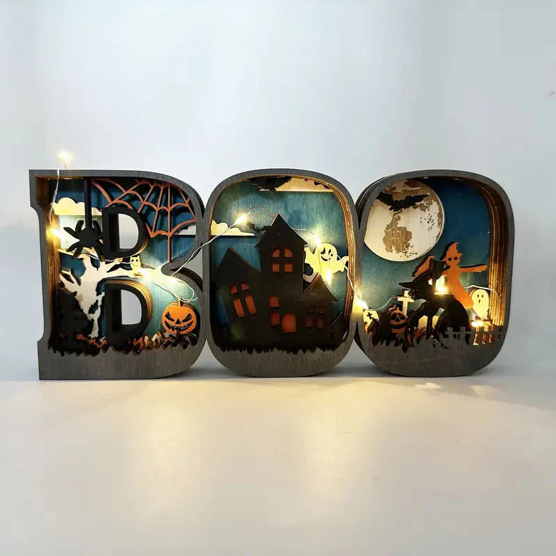 Wooden 3D Halloween Letter Shaped LED Light