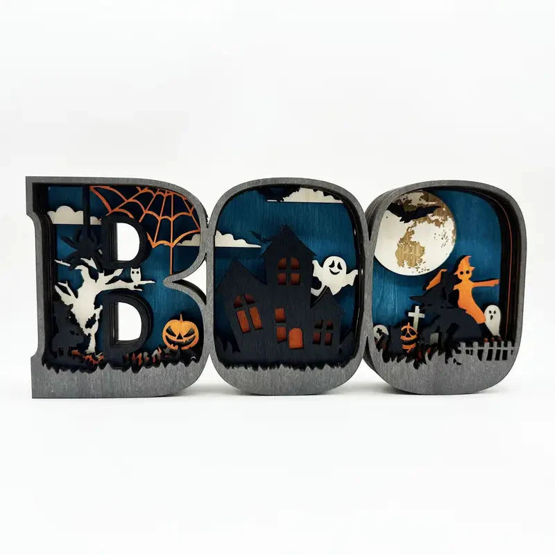 Wooden 3D Halloween Letter Shaped LED Light