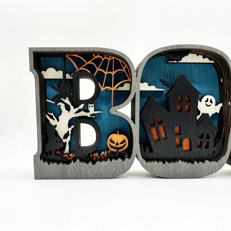 Wooden 3D Halloween Letter Shaped LED Light