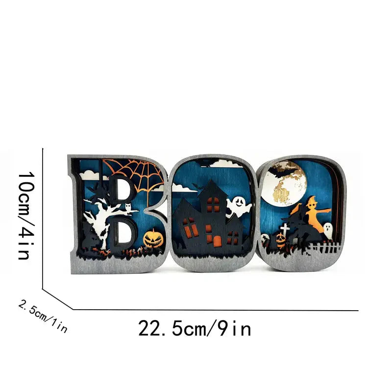 Wooden 3D Halloween Letter Shaped LED Light